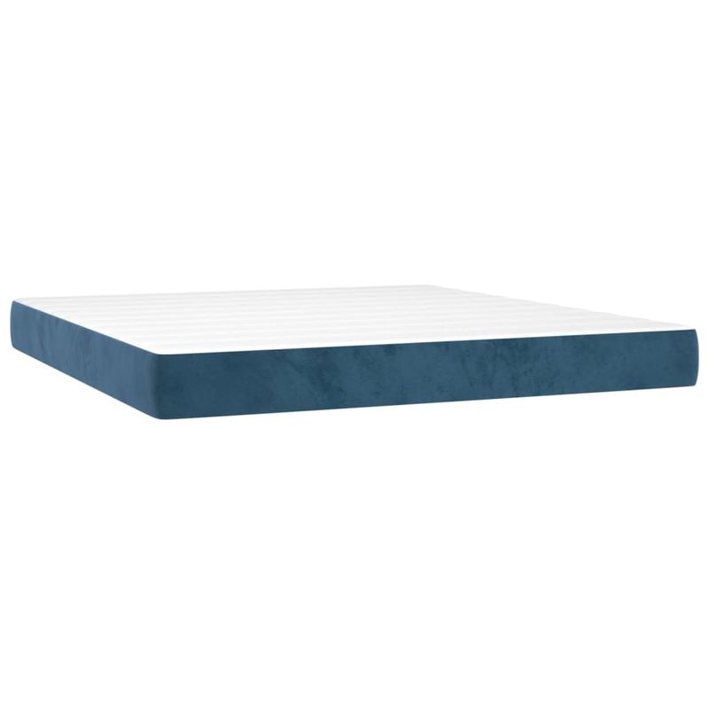 Casa si Gradina - Mobilier - Paturi si accesorii - Paturi - Pat box spring cu saltea, albastru inchis, 160x200 cm, catifea - Infinity.ro
