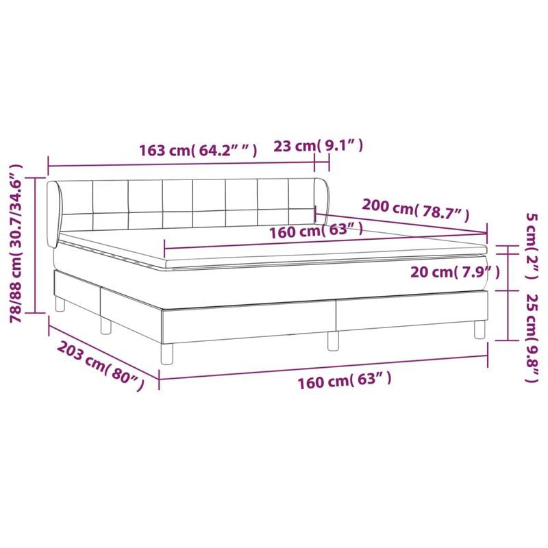 Casa si Gradina - Mobilier - Paturi si accesorii - Paturi - Pat box spring cu saltea, albastru inchis, 160x200 cm, catifea - Infinity.ro