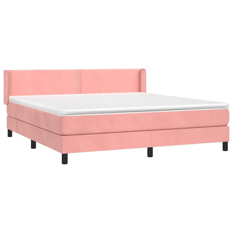 Casa si Gradina - Mobilier - Paturi si accesorii - Paturi - Pat box spring cu saltea, roz, 180x200 cm, catifea - Infinity.ro