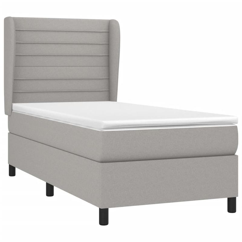 Casa si Gradina - Mobilier - Paturi si accesorii - Paturi - Pat box spring cu saltea, gri deschis, 90x200 cm, textil - Infinity.ro
