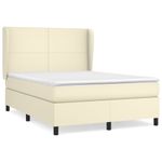 Casa si Gradina - Mobilier - Paturi si accesorii - Paturi - Pat box spring cu saltea, crem, 140x190 cm, piele ecologica - Infinity.ro