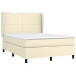 Casa si Gradina - Mobilier - Paturi si accesorii - Paturi - Pat box spring cu saltea, crem, 140x190 cm, piele ecologica - Infinity.ro