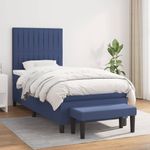 Casa si Gradina - Mobilier - Paturi si accesorii - Paturi - Pat box spring cu saltea, albastru, 90x200 cm, textil - Infinity.ro