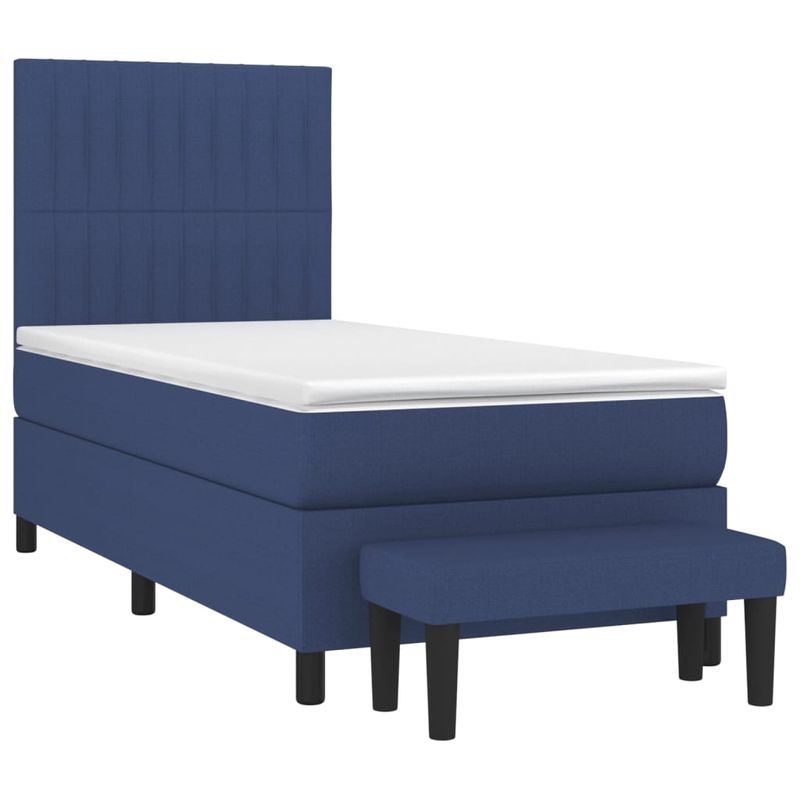 Casa si Gradina - Mobilier - Paturi si accesorii - Paturi - Pat box spring cu saltea, albastru, 90x200 cm, textil - Infinity.ro