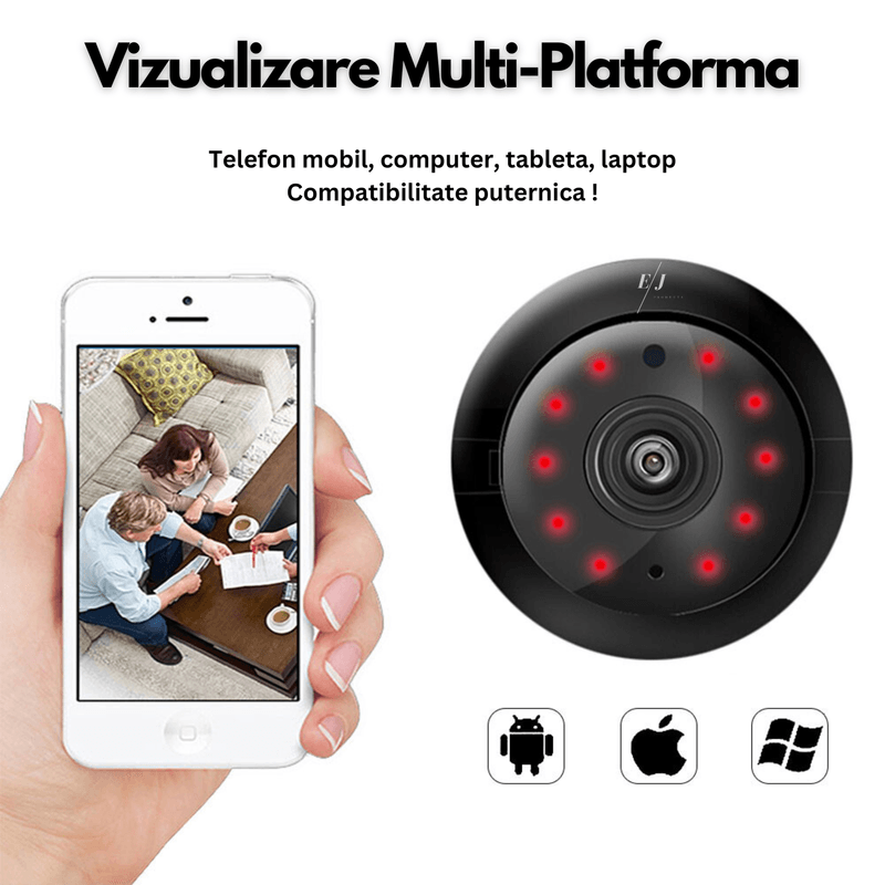 Laptop, Telefoane si Tablete - Wearables si gadgeturi - Gadgeturi - Dispozitive spionaj - Mini camera ascunsa cu infrarosu WiFi, HD, night vision, neagra - V380 - Infinity.ro