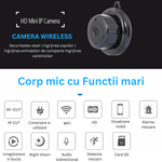 Laptop, Telefoane si Tablete - Wearables si gadgeturi - Gadgeturi - Dispozitive spionaj - Mini camera ascunsa cu infrarosu WiFi, HD, night vision, neagra - V380 - Infinity.ro