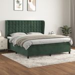 Casa si Gradina - Mobilier - Paturi si accesorii - Paturi - Pat box spring cu saltea, verde inchis, 160x200 cm, catifea - Infinity.ro