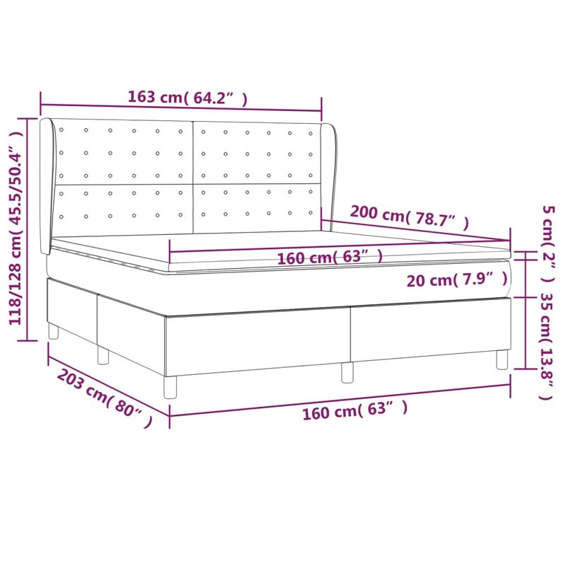 Casa si Gradina - Mobilier - Paturi si accesorii - Paturi - Pat box spring cu saltea, verde inchis, 160x200 cm, catifea - Infinity.ro