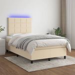 Casa si Gradina - Mobilier - Paturi si accesorii - Paturi - Pat cu arcuri, saltea si LED, crem, 120x200 cm, textil - Infinity.ro