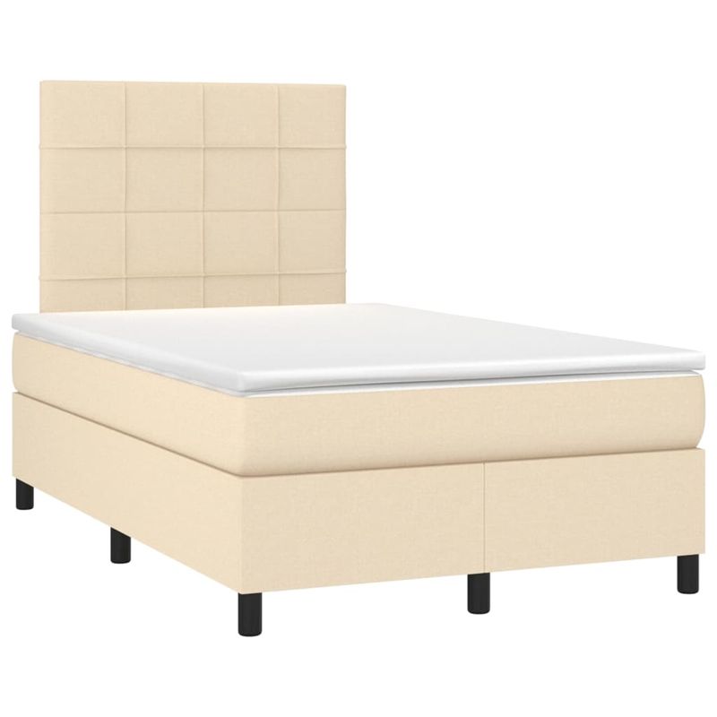 Casa si Gradina - Mobilier - Paturi si accesorii - Paturi - Pat cu arcuri, saltea si LED, crem, 120x200 cm, textil - Infinity.ro
