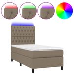 Casa si Gradina - Mobilier - Paturi si accesorii - Paturi - Pat cu arcuri, saltea si LED, Gri taupe, 100x200 cm, textil - Infinity.ro
