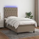 Casa si Gradina - Mobilier - Paturi si accesorii - Paturi - Pat cu arcuri, saltea si LED, Gri taupe, 100x200 cm, textil - Infinity.ro