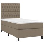 Casa si Gradina - Mobilier - Paturi si accesorii - Paturi - Pat cu arcuri, saltea si LED, Gri taupe, 100x200 cm, textil - Infinity.ro