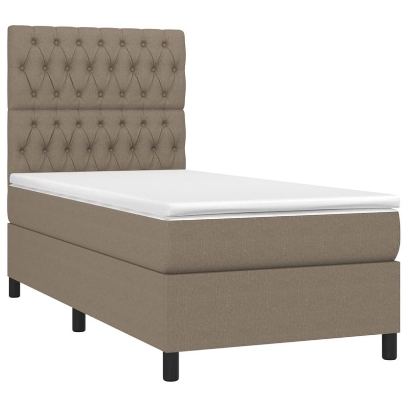 Casa si Gradina - Mobilier - Paturi si accesorii - Paturi - Pat cu arcuri, saltea si LED, Gri taupe, 100x200 cm, textil - Infinity.ro