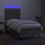 Casa si Gradina - Mobilier - Paturi si accesorii - Paturi - Pat cu arcuri, saltea si LED, Gri taupe, 100x200 cm, textil - Infinity.ro