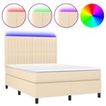 Casa si Gradina - Mobilier - Paturi si accesorii - Paturi - Pat cu arcuri, saltea si LED, crem, 140x190 cm, textil - Infinity.ro