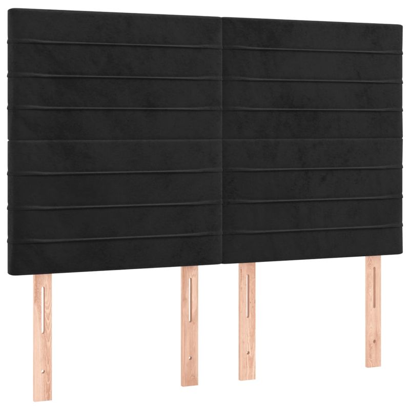 Casa si Gradina - Mobilier - Paturi si accesorii - Paturi - Pat cu arcuri, saltea si LED, negru, 140x200 cm, catifea - Infinity.ro