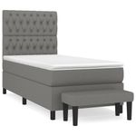 Casa si Gradina - Mobilier - Paturi si accesorii - Paturi - Pat box spring cu saltea, gri inchis, 100x200 cm, textil - Infinity.ro
