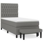 Casa si Gradina - Mobilier - Paturi si accesorii - Paturi - Pat box spring cu saltea, gri inchis, 100x200 cm, textil - Infinity.ro
