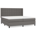Casa si Gradina - Mobilier - Paturi si accesorii - Paturi - Pat box spring cu saltea, gri, 200x200 cm, piele ecologica - Infinity.ro