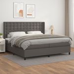 Casa si Gradina - Mobilier - Paturi si accesorii - Paturi - Pat box spring cu saltea, gri, 200x200 cm, piele ecologica - Infinity.ro