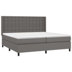 Casa si Gradina - Mobilier - Paturi si accesorii - Paturi - Pat box spring cu saltea, gri, 200x200 cm, piele ecologica - Infinity.ro