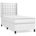 Casa si Gradina - Mobilier - Paturi si accesorii - Paturi - Pat box spring cu saltea, alb, 90x190 cm, piele ecologica - Infinity.ro