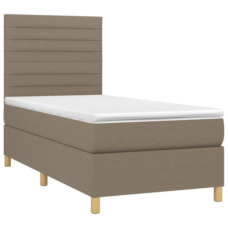 Casa si Gradina - Mobilier - Paturi si accesorii - Paturi - Pat box spring cu saltea, gri taupe, 90x190 cm, textil - Infinity.ro