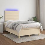 Casa si Gradina - Mobilier - Paturi si accesorii - Paturi - Pat cu arcuri, saltea si LED, crem, 120x200 cm, textil - Infinity.ro