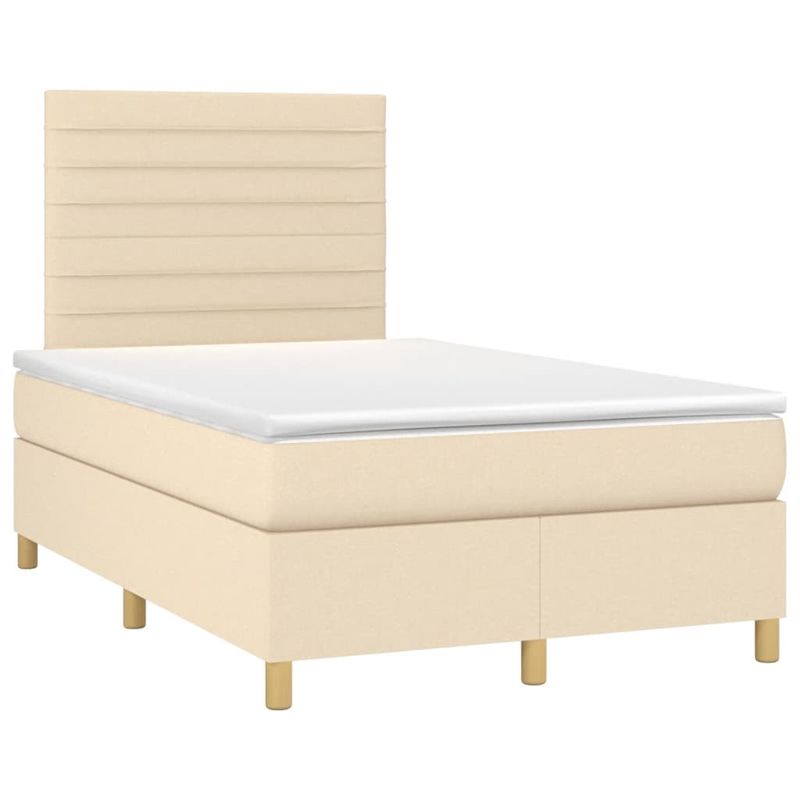 Casa si Gradina - Mobilier - Paturi si accesorii - Paturi - Pat cu arcuri, saltea si LED, crem, 120x200 cm, textil - Infinity.ro