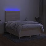 Casa si Gradina - Mobilier - Paturi si accesorii - Paturi - Pat cu arcuri, saltea si LED, crem, 120x200 cm, textil - Infinity.ro