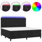 Casa si Gradina - Mobilier - Paturi si accesorii - Paturi - Pat cu arcuri, saltea si LED, negru, 200x200 cm, catifea - Infinity.ro