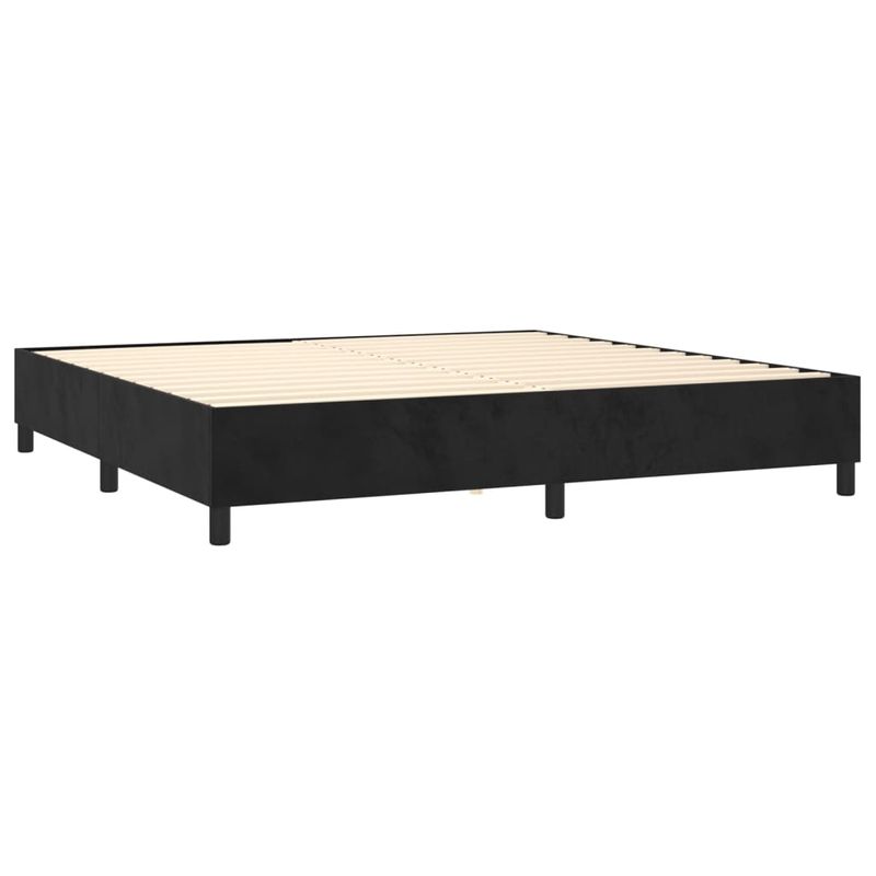 Casa si Gradina - Mobilier - Paturi si accesorii - Paturi - Pat cu arcuri, saltea si LED, negru, 200x200 cm, catifea - Infinity.ro