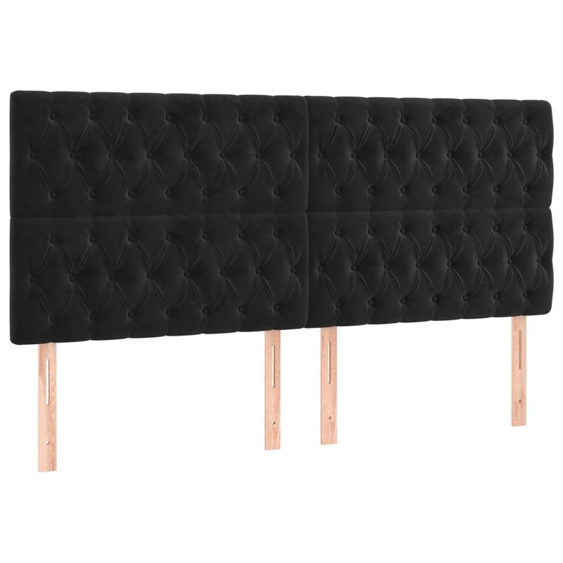 Casa si Gradina - Mobilier - Paturi si accesorii - Paturi - Pat cu arcuri, saltea si LED, negru, 200x200 cm, catifea - Infinity.ro