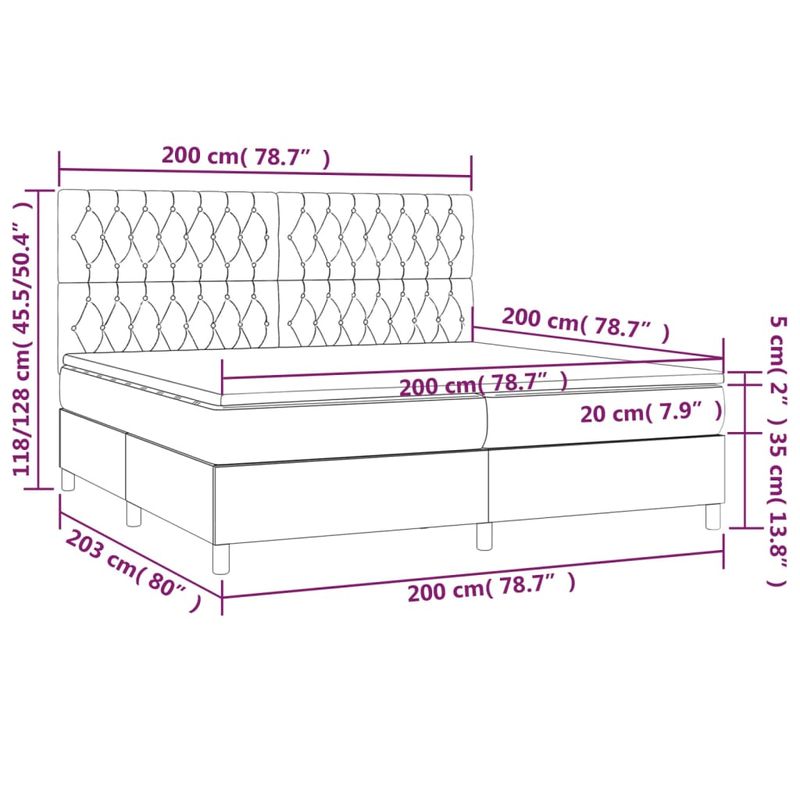 Casa si Gradina - Mobilier - Paturi si accesorii - Paturi - Pat cu arcuri, saltea si LED, negru, 200x200 cm, catifea - Infinity.ro