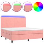Casa si Gradina - Mobilier - Paturi si accesorii - Paturi - Pat continental cu saltea & LED, roz, 120x200 cm, catifea - Infinity.ro