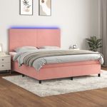 Casa si Gradina - Mobilier - Paturi si accesorii - Paturi - Pat continental cu saltea & LED, roz, 120x200 cm, catifea - Infinity.ro