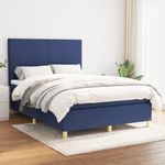 Casa si Gradina - Mobilier - Paturi si accesorii - Paturi - Pat box spring cu saltea, albastru, 140x200 cm, textil - Infinity.ro