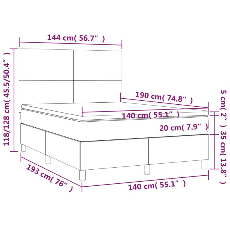 Casa si Gradina - Mobilier - Paturi si accesorii - Paturi - Pat box spring cu saltea, albastru, 140x200 cm, textil - Infinity.ro