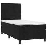 Casa si Gradina - Mobilier - Paturi si accesorii - Paturi - Pat continental cu saltea si LED, negru, 80x200 cm, catifea - Infinity.ro
