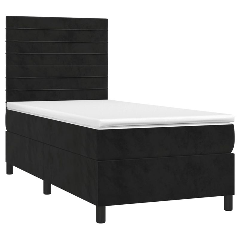 Casa si Gradina - Mobilier - Paturi si accesorii - Paturi - Pat continental cu saltea si LED, negru, 80x200 cm, catifea - Infinity.ro