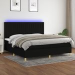Casa si Gradina - Mobilier - Paturi si accesorii - Paturi - Pat cu arcuri, saltea si LED, negru, 200x200 cm, textil - Infinity.ro