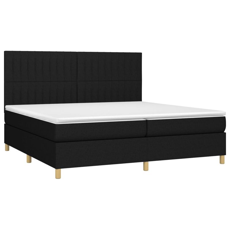 Casa si Gradina - Mobilier - Paturi si accesorii - Paturi - Pat cu arcuri, saltea si LED, negru, 200x200 cm, textil - Infinity.ro