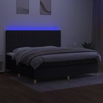 Casa si Gradina - Mobilier - Paturi si accesorii - Paturi - Pat cu arcuri, saltea si LED, negru, 200x200 cm, textil - Infinity.ro