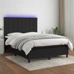 Casa si Gradina - Mobilier - Paturi si accesorii - Paturi - Pat cu arcuri, saltea si LED, negru, 140x200 cm, textil - Infinity.ro