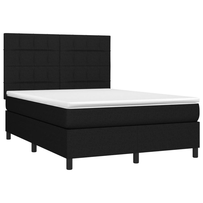 Casa si Gradina - Mobilier - Paturi si accesorii - Paturi - Pat cu arcuri, saltea si LED, negru, 140x200 cm, textil - Infinity.ro