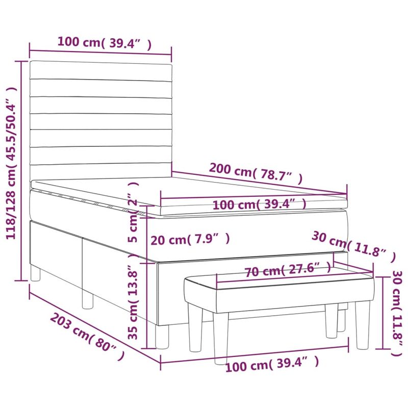 Casa si Gradina - Mobilier - Paturi si accesorii - Paturi - Pat box spring cu saltea, negru, 100x200 cm, textil - Infinity.ro