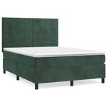 Casa si Gradina - Mobilier - Paturi si accesorii - Paturi - Pat box spring cu saltea, verde inchis, 140x190 cm, catifea - Infinity.ro