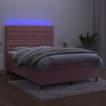 Casa si Gradina - Mobilier - Paturi si accesorii - Paturi - Pat cu arcuri, saltea si LED, negru, 140x200 cm, catifea - Infinity.ro