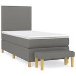 Casa si Gradina - Mobilier - Paturi si accesorii - Paturi - Pat box spring cu saltea, gri inchis, 90x190 cm, textil - Infinity.ro